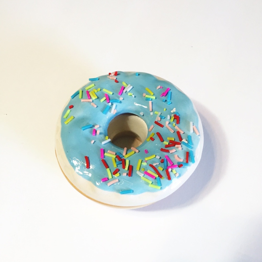 Turquoise donut decor ceramic